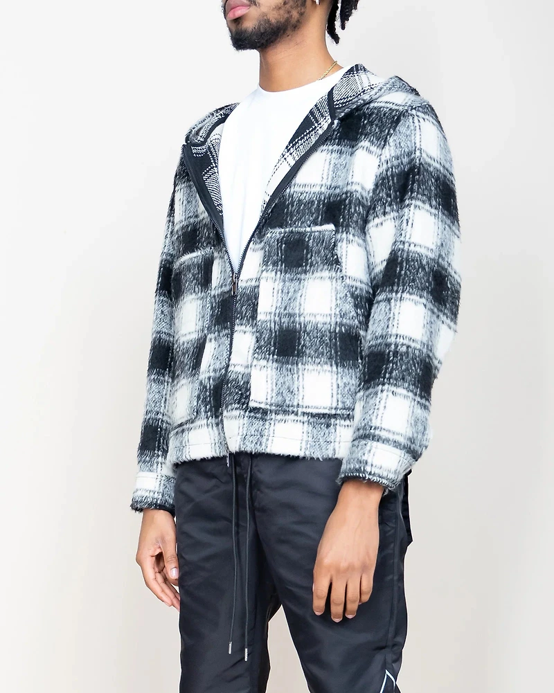 EPTM MOHAIR FLANNEL JACKET - BLACK/WHITE