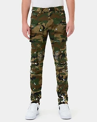 FIRST ROW: SLIM FIT CAMO PANTS