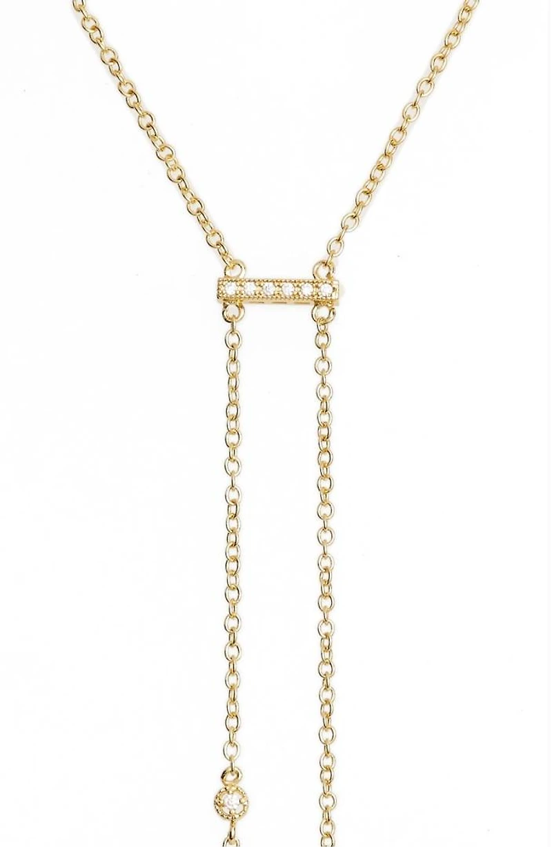 ETTIKA: 18K GOLD DOUBLE HANG Y NECKLACE