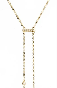 ETTIKA: 18K GOLD DOUBLE HANG Y NECKLACE