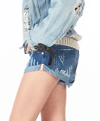 ONE TEASPOON : PACIFICA BANDITS DISTRESSED DENIM SHORTS