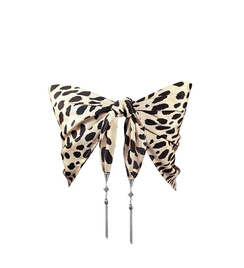 YUNIS K:LEOPARD PRINT SILK OVERSIZED BANDANA