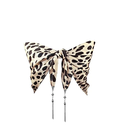 YUNIS K:LEOPARD PRINT SILK OVERSIZED BANDANA