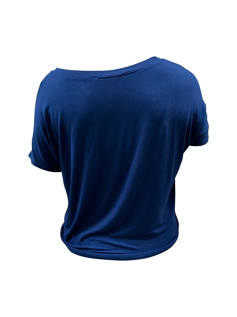 8586: V-NECK TIE KNOT CROP TOP