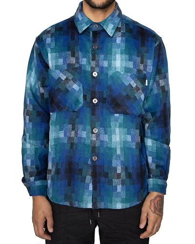 EPTM: HEAVY FLANNEL BLUE BUTTON UP SHIRT