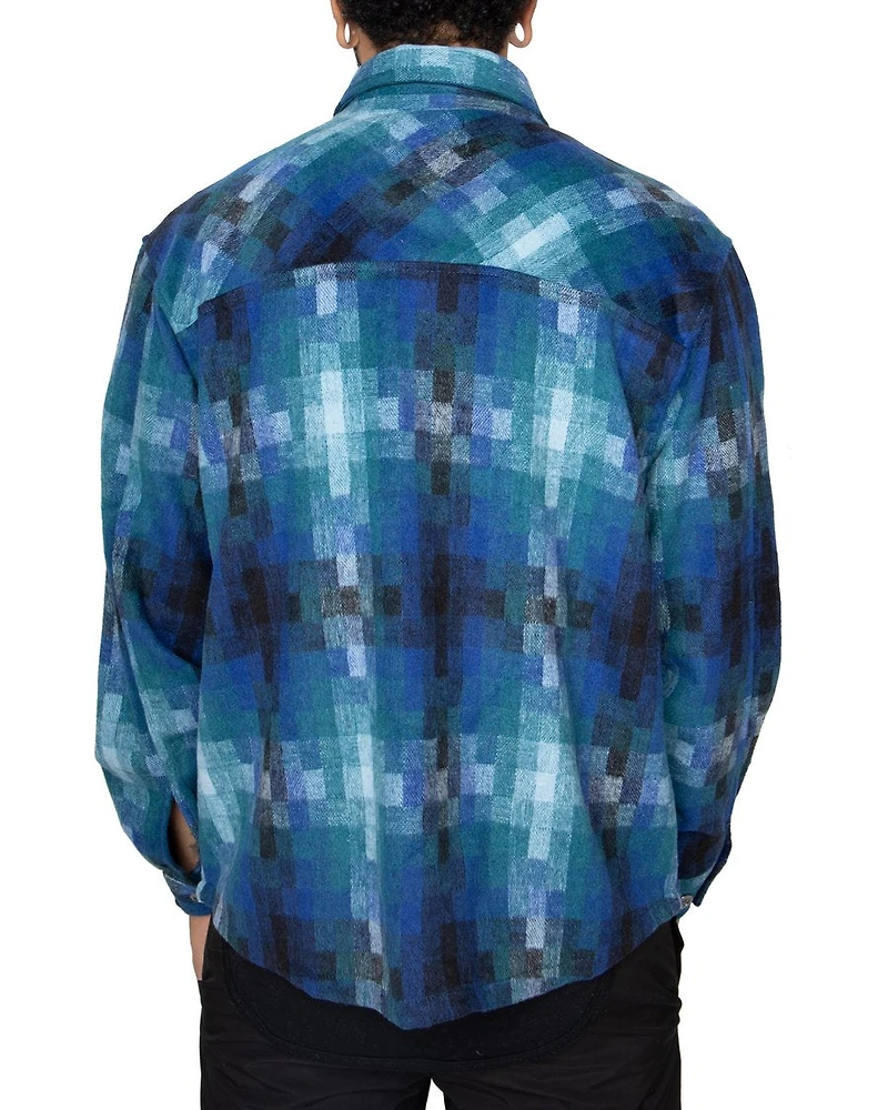 EPTM: HEAVY FLANNEL BLUE BUTTON UP SHIRT