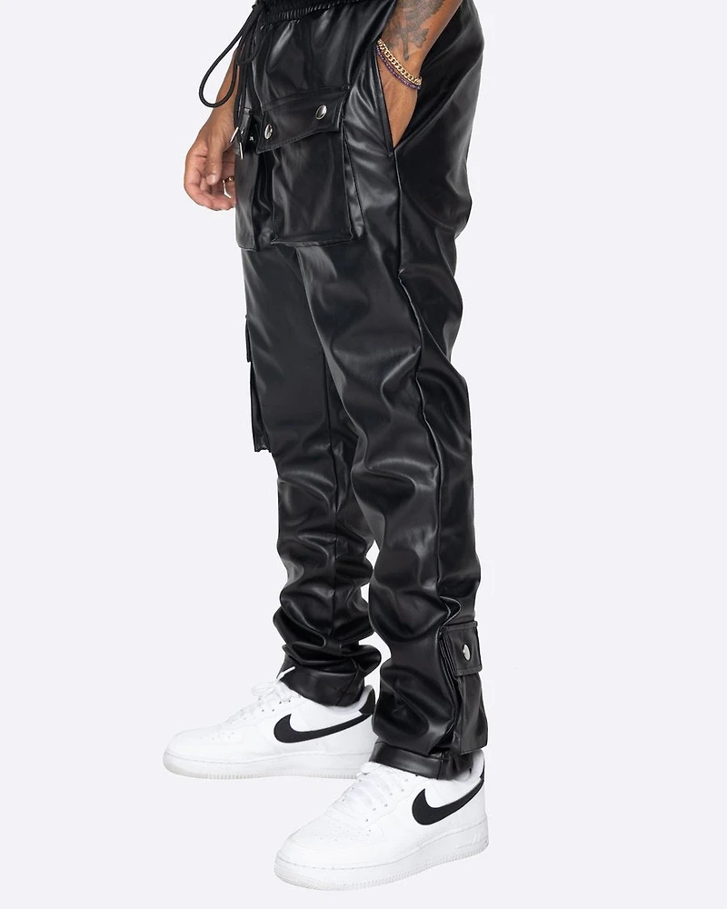 EPTM: FAUX LEATHER CARGO PANTS
