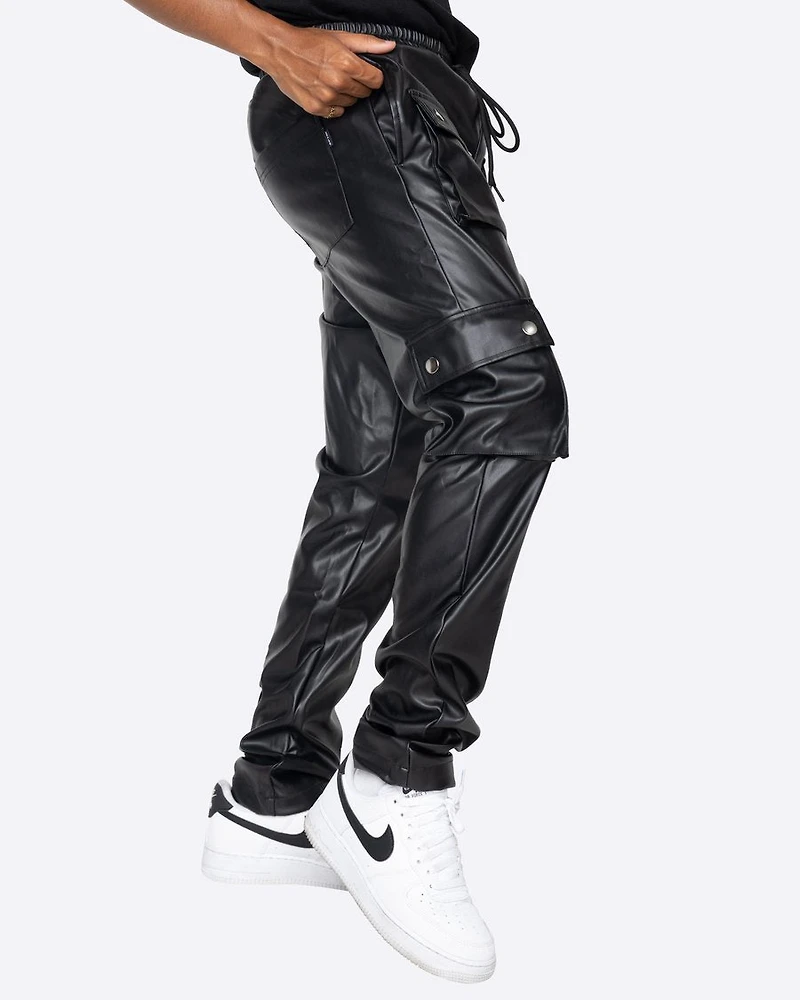 EPTM: FAUX LEATHER CARGO PANTS