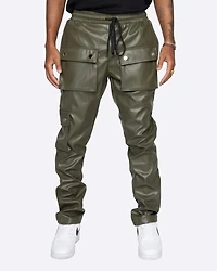 EPTM: FAUX LEATHER CARGO PANTS
