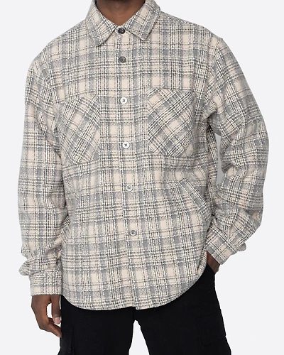 EPTM: CREAM SLIT FLANNEL SHIRT