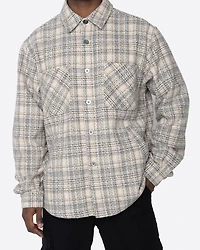 EPTM: CREAM SLIT FLANNEL SHIRT
