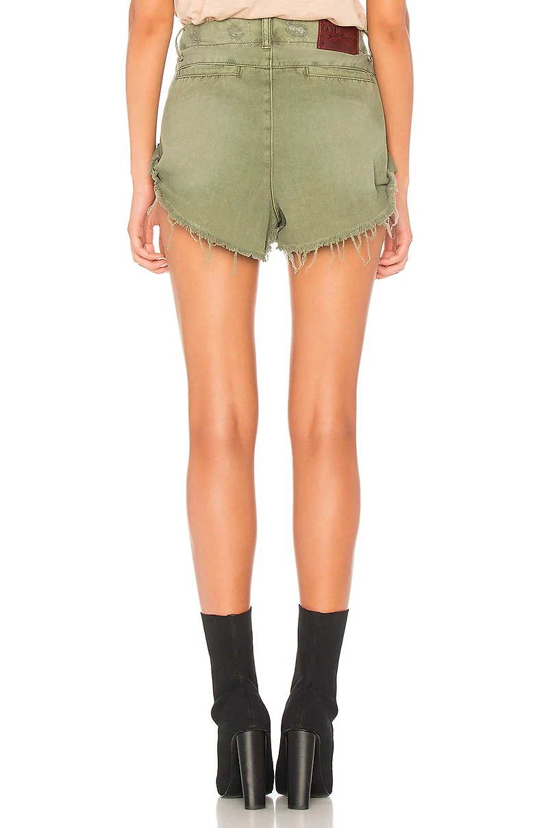 ONE TEASPOON: DISTRESSED MILITAIRE SAILOR SHORT KHAKI
