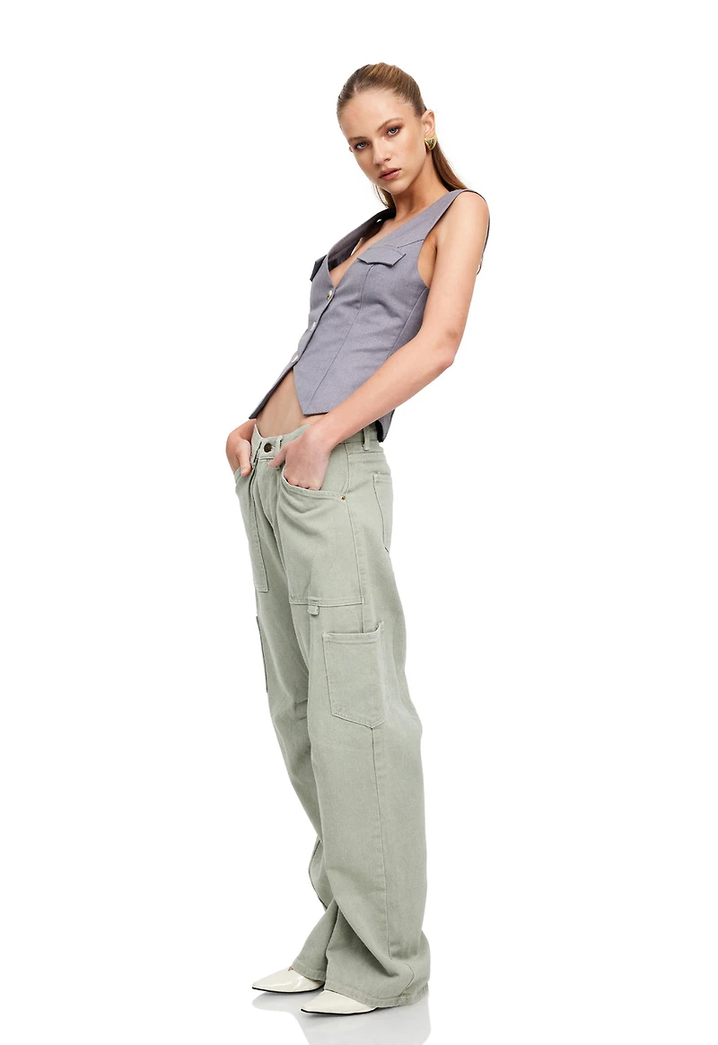 LIONESS: CINCO FITTED VEST SLATE