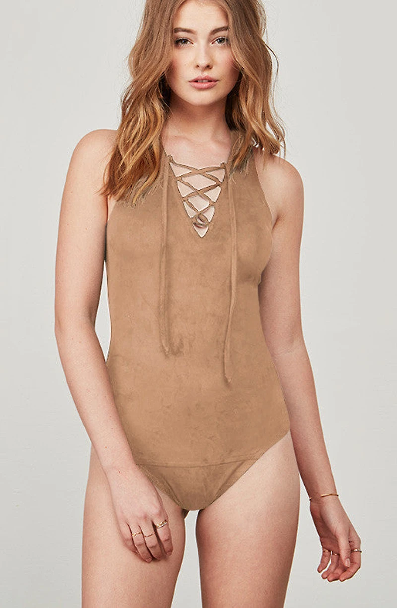 JACK BY BB DAKOTA: LUISE SOFT FAUX SUEDE BODYSUIT