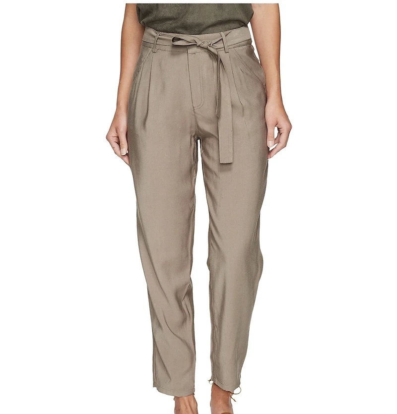 BISHOP + YOUNG: OLIVE GREEN PAPERBAG HIGH RISE PANTS