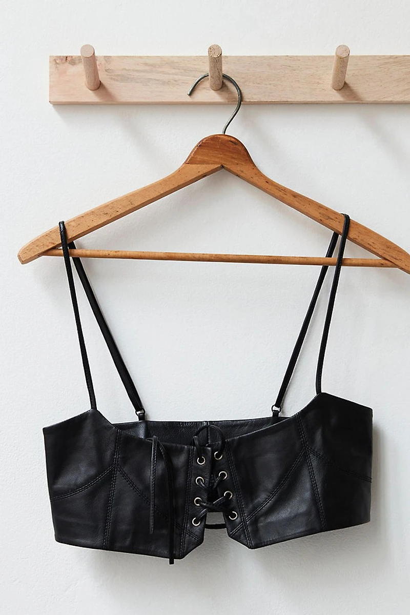 FREE PEOPLE: HASTINGS BLACK LEATHER CORSET