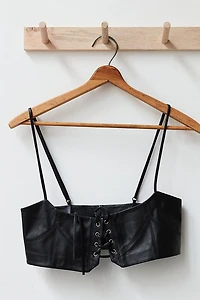 FREE PEOPLE: HASTINGS BLACK LEATHER CORSET