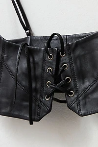 FREE PEOPLE: HASTINGS BLACK LEATHER CORSET