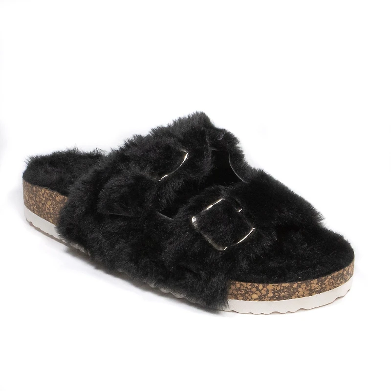 BOHO: FAUX FUR LINED STRAP SANDAL