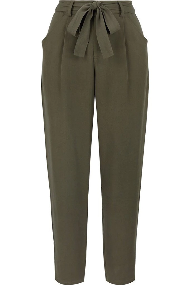 BISHOP + YOUNG: OLIVE GREEN PAPERBAG HIGH RISE PANTS