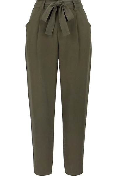 BISHOP + YOUNG: OLIVE GREEN PAPERBAG HIGH RISE PANTS