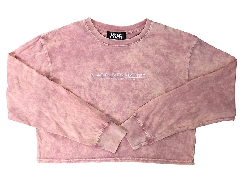 8586: BLACK LIVES MATTER ACID WASH CROP LONG SLEEVE