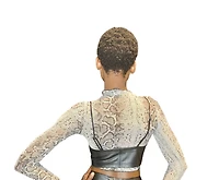 8586: ANIMAL PRINT FEATHERED CROP TOP