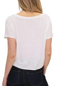 8586: V-NECK TIE KNOT CROP TOP