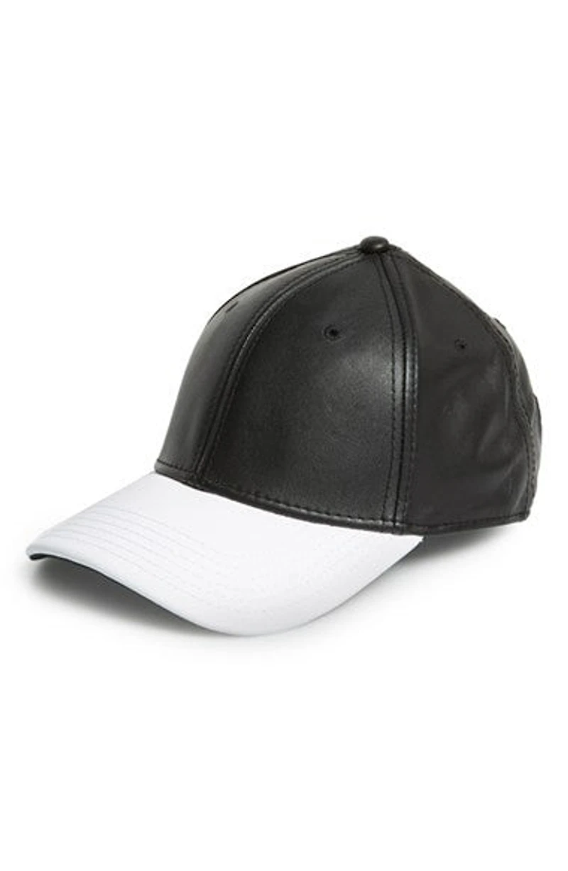GENTS : BLACK AND WHITE LEATHER HAT