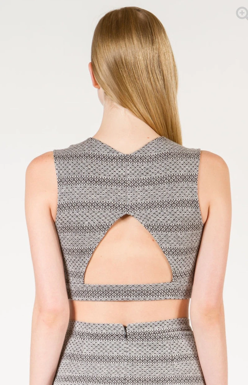 SHADES OF GREY : MOSAIC KNIT CROP TOP