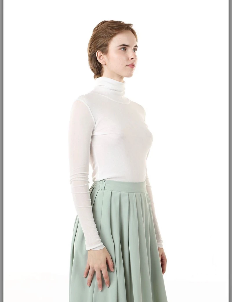 BOHO: LONG SLEEVE MESH TURTLENECK TOP