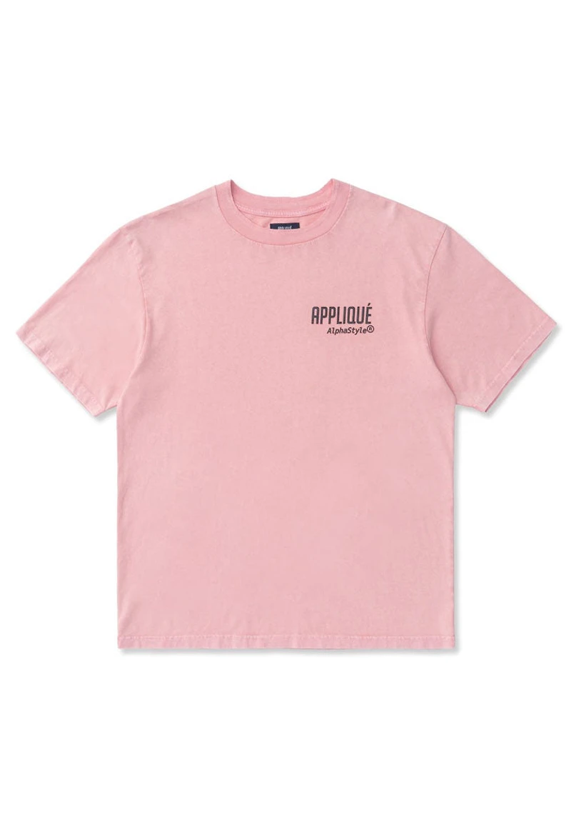 ALPHASTYLE: APPLIQUÉ MINERAL WASH T-SHIRT