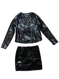 8586: FAUX PATENT LEATHER MOTO JACKET