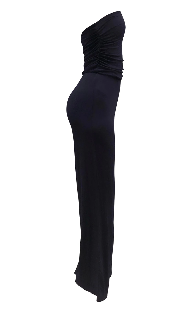 8586: NAVY KNIT WIDE-LEG JUMPSUIT