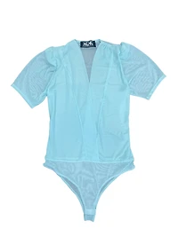 8586: SHORT SLEEVE MESH V-NECK BODYSUIT
