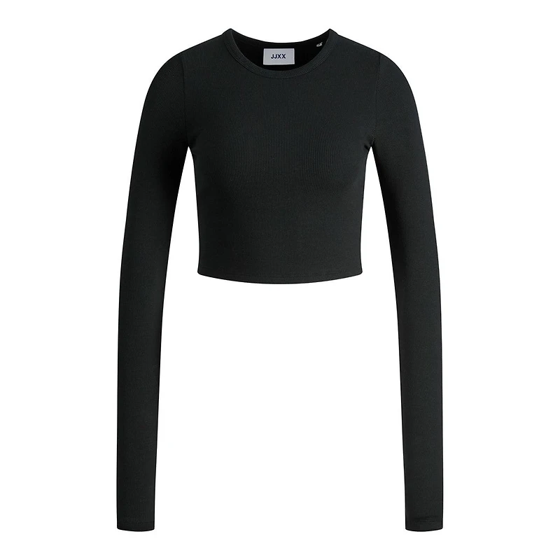 JJXX : Feline Long Sleeve Rib Tee - Black