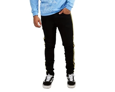 Crysp : Manuel Yellow Side Taping Denim Pant