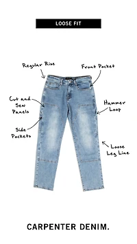 WLKN : Carpenter Loose Fit Denim Pants, B