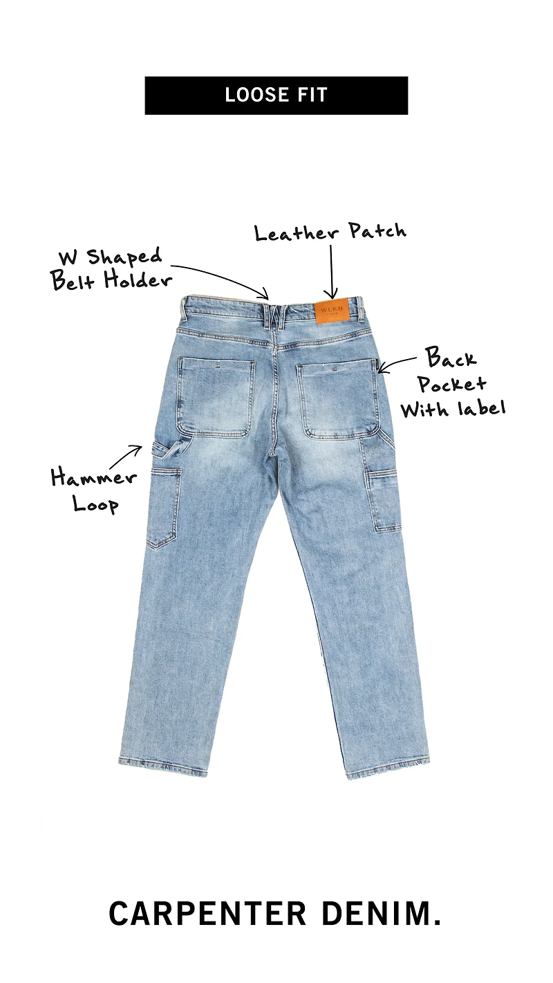 WLKN : Carpenter Loose Fit Denim Pants, B