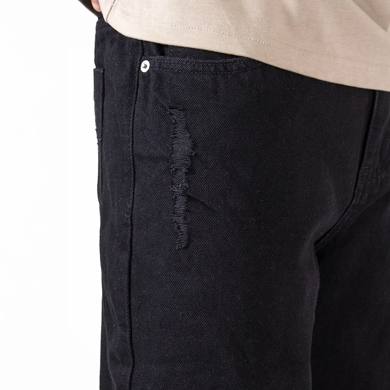 WLKN : Distressed Logo Loose Fit Denim Pants