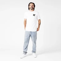 WLKN: Distressed Logo Loose Fit Denim Pants