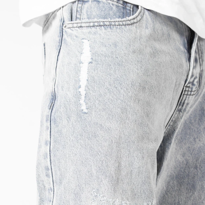 WLKN : Distressed Logo Loose Fit Denim Pants