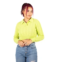 Only : Astrid L/S Cropped Polo Knit - Yellow Plum