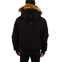 UCXX : Faux Fur Collar All Black Winter Coat