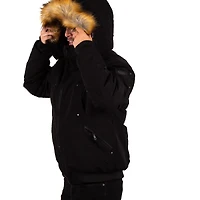 UCXX : Faux Fur Collar All Black Winter Coat