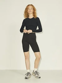 JJXX : Feline Long Sleeve Rib Tee - Black