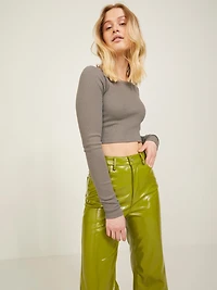 JJXX : Feline Long Sleeve Rib Tee