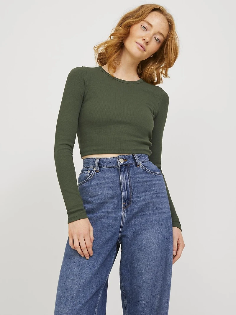 JJXX : Feline Long Sleeve Rib Tee