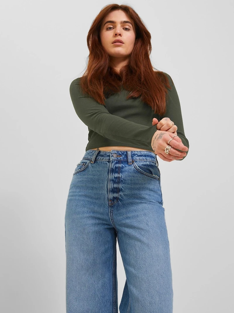 JJXX : Feline Long Sleeve Rib Tee