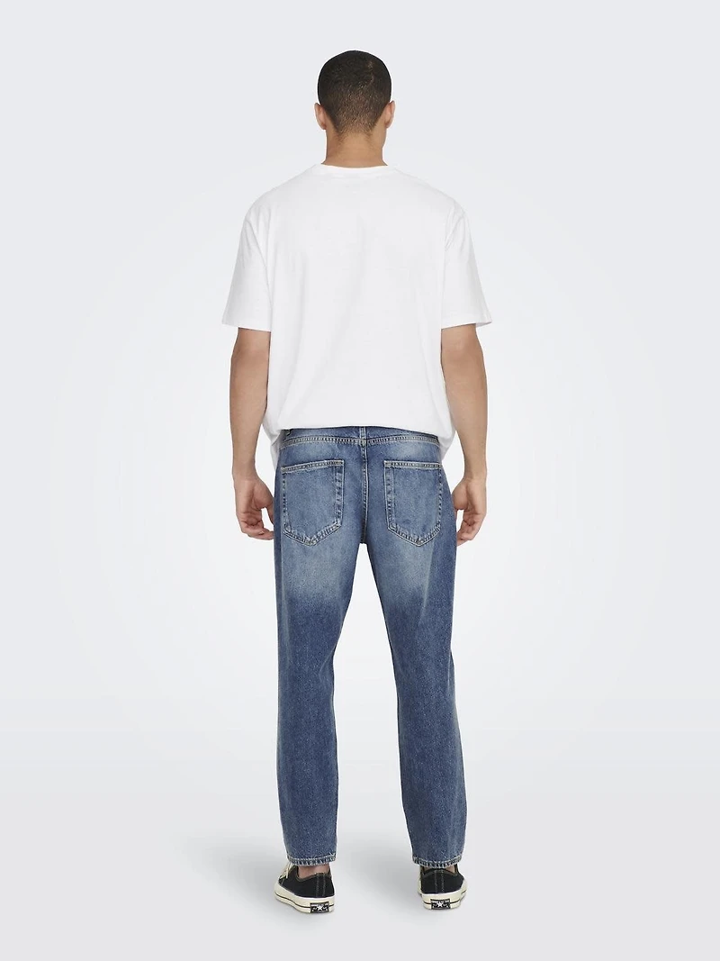 Only & Sons : Avi destroy Mid. Blue Denim
